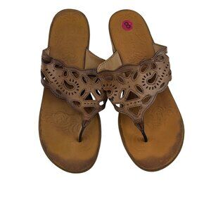 Clarks Brown Leather Wedge Sandals Size 8